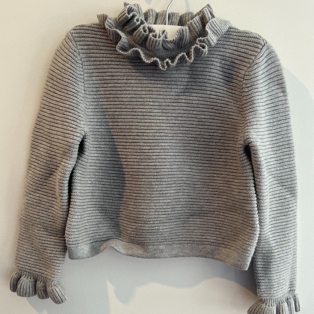 Jacadi Knit Ruffle Sweater with Metallic Accent (size 4)